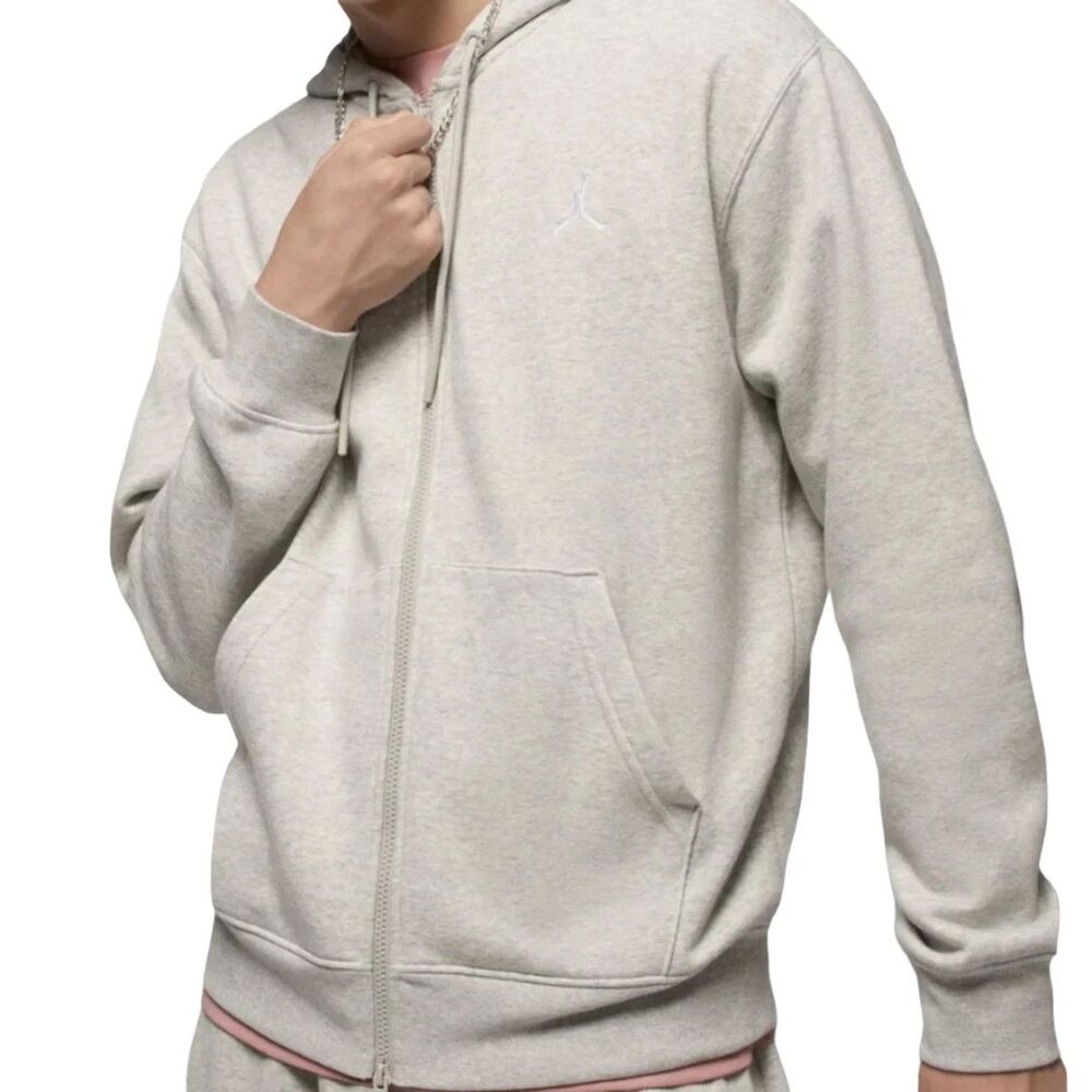 Nike Air Jordan Brooklyn Fleece Hoodie Grey FV7289-050 Mens New Size S